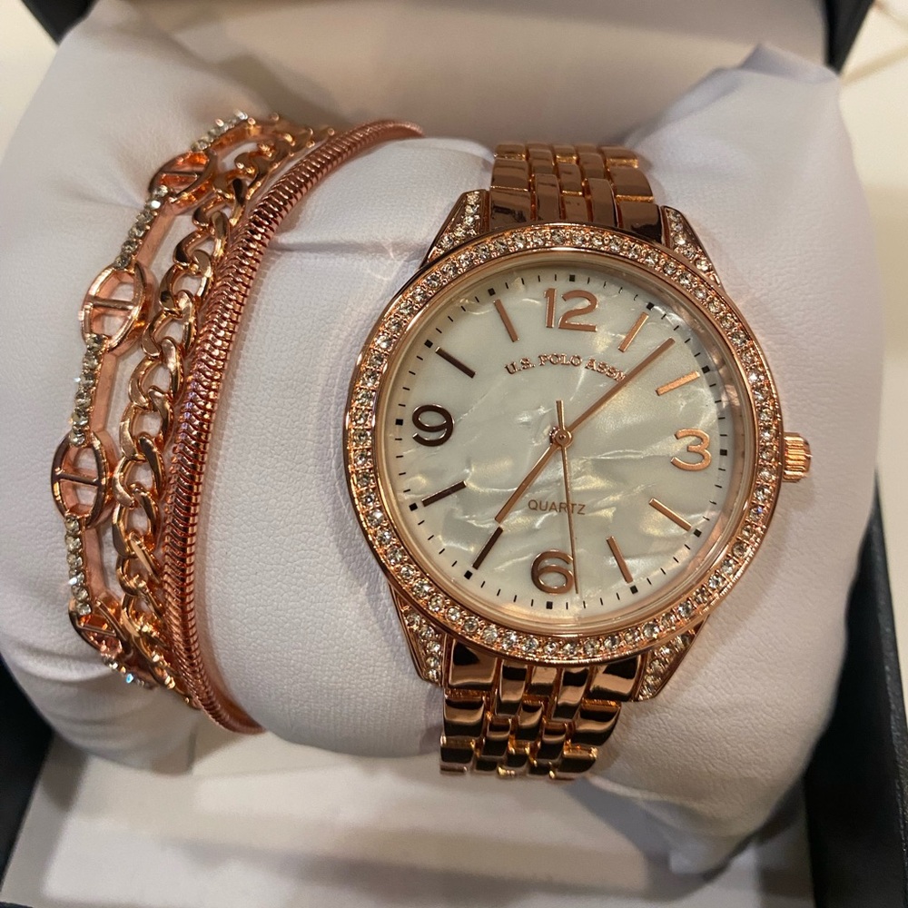 U.S. Polo Assn. Quartz Watch Set Women